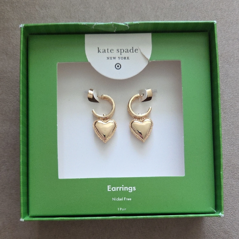 Kate Spade Gold Heart Drop Earrings